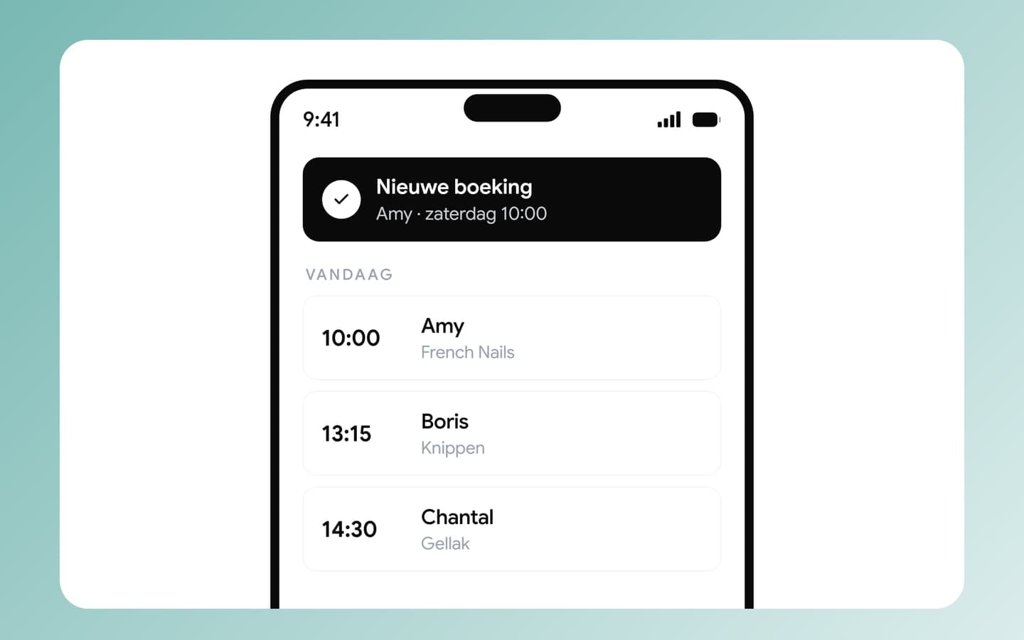 Avana: een melding bij een nieuwe boeking, en de afspraak meteen in je agenda