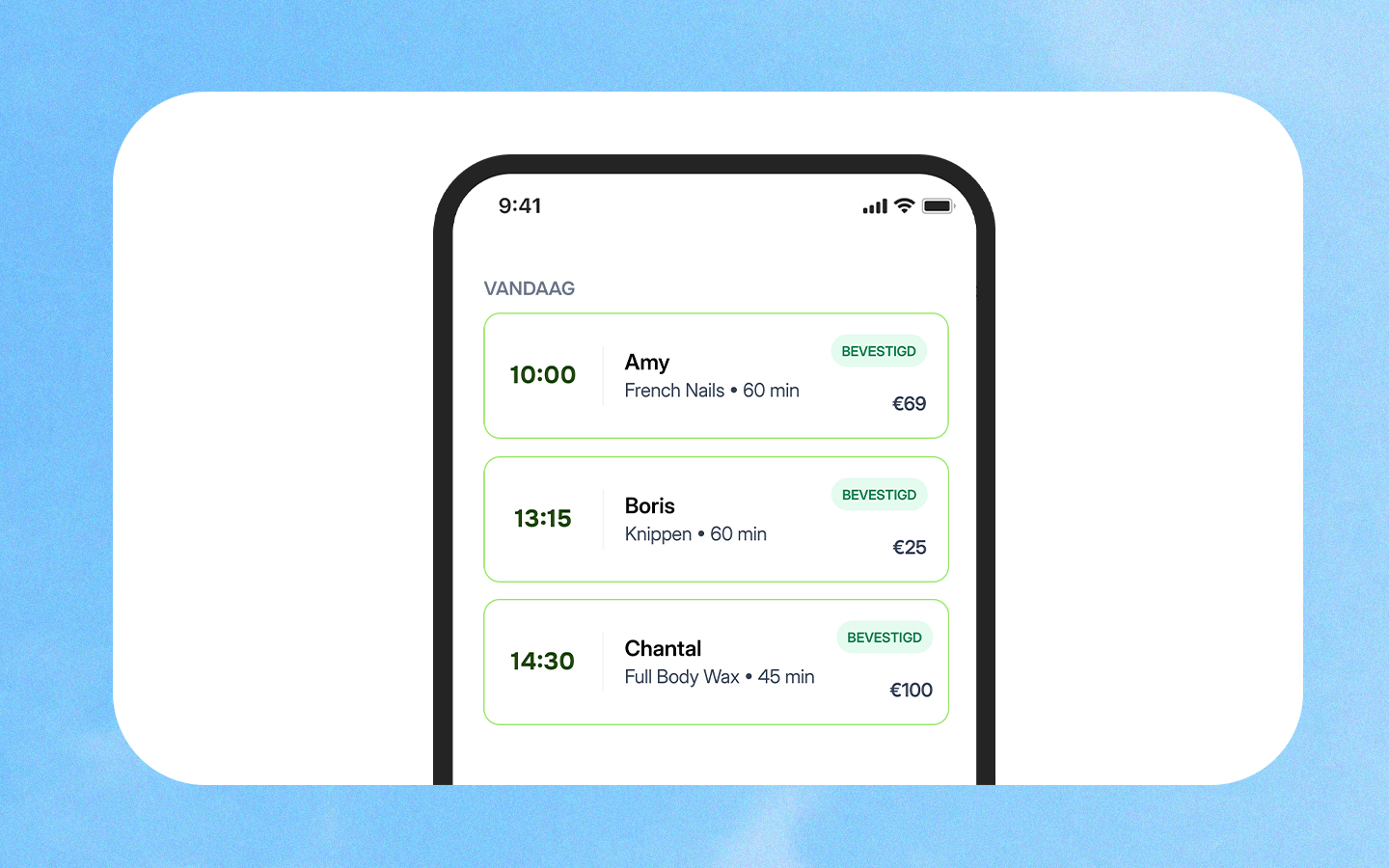 Avana online salon agenda — afspraken overzicht