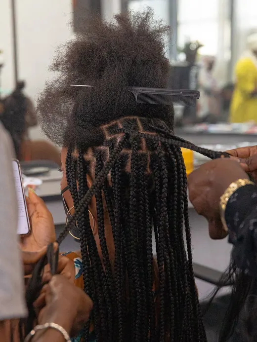 Box braids, close up